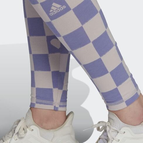 adidas Sportswear Women's Checkered Cotton Leggings, Purple in Saudi Arabia