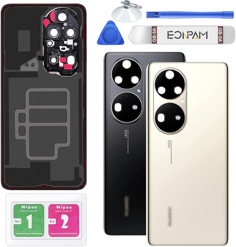 Back Glass Replacement for Huawei P50 Pro Back Cover Rear Housing with Camera Lens + Repair Tool Kit Genuine Rear Glass (Black) in Kuwait