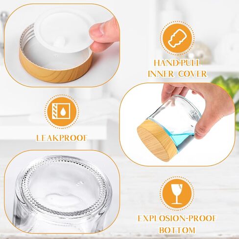 Norme 24 Pcs 8 oz Glass Jars with Lids Empty Small Glass Containers and Inner Liners Reusable Cosmetic Jars Round Airtight Bottles with Plastic Woodgrain Lids for Travel in Saudi Arabia