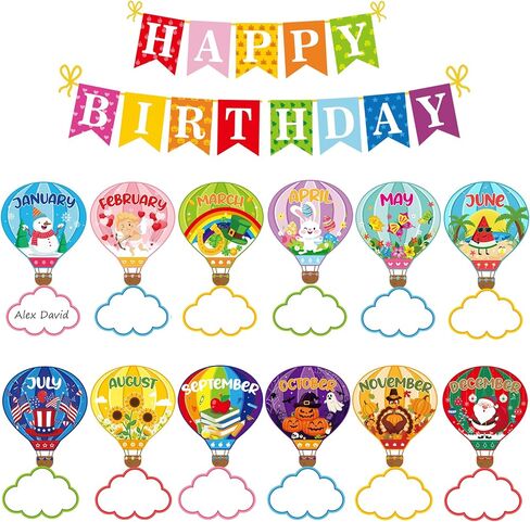 Rainbow Happy Birthday Bulletin Board Rainbow Holiday Birthday Board Sign Let's Celebrate Happy Birthday Rainbow Cloud Accents Cutouts for Calendars Festival Bulletin Boards Wall Classrooms Decor in Saudi Arabia