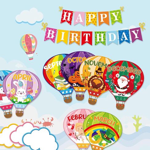 Rainbow Happy Birthday Bulletin Board Rainbow Holiday Birthday Board Sign Let's Celebrate Happy Birthday Rainbow Cloud Accents Cutouts for Calendars Festival Bulletin Boards Wall Classrooms Decor in Saudi Arabia