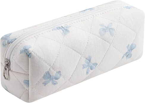 Cute Floral Cotton Makeup Brush Cosmetic Bag for Women, Travel Quilted Zipper Make Up Bag, Flowers Toiletry Organizer Case Kawaii Makeup Cosmetic Travel Cloth Pouch (Pink Floral) in Saudi Arabia
