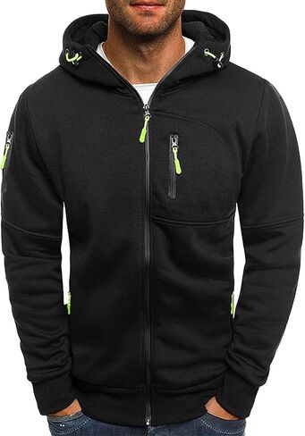 هوديي للرجال الكامل Zip Up Sweatshirts الأكمام الطويلة ذات الحجم الكبير مع معطف الشتاء خريف سستة in Saudi Arabia