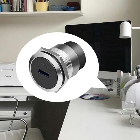 USB-C 3.1 Panel Mount Adapter - High-Speed Type-C Female-to-Female Connector, 10Gbps, Threaded Fixed Mount with Anti-Loosening Gasket & Dust Protection Cover for Dashboards and Panels (Black) in Kuwait