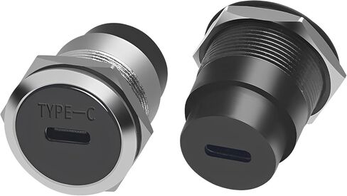 USB-C 3.1 Panel Mount Adapter - High-Speed Type-C Female-to-Female Connector, 10Gbps, Threaded Fixed Mount with Anti-Loosening Gasket & Dust Protection Cover for Dashboards and Panels (Black) in Kuwait