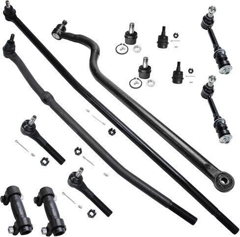 Detroit Axle - طقم تعليق 13 مساءً للربح لعام 1998-1999 Dodge RAM 1500 2500 ، مفاصل الكرة العلوية والسفلية ، نهايات قضيب التعادل ، الأكمام ، شريط المسار ، Sway Bar End Links Placens in Saudi Arabia