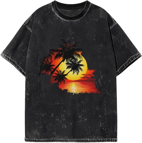 Men Oversized T Shirts Vintage Tee Loose Fit Short Sleeve Casual Streetwear Baggy Washed Unisex Tops in Saudi Arabia