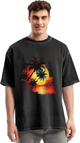 Men Oversized T Shirts Vintage Tee Loose Fit Short Sleeve Casual Streetwear Baggy Washed Unisex Tops in Saudi Arabia