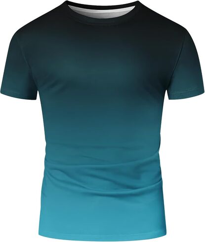Men's Gradient Color T-Shirt, Short Sleeve Crewneck, Casual Summer Top in Saudi Arabia