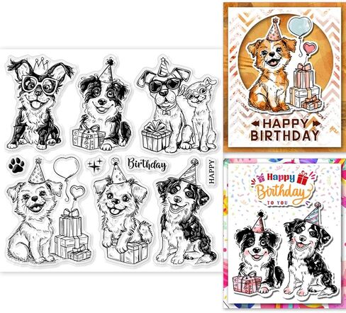 GLOBLELAND Cartoon Dogs Clear Stamp for Card Making Funny Dogs Clear Silicone Stamp Pets Silicone Clear Seal Stamp Paw Prints Transparent Stamp for DIY Scrapbooking Journal Album Decor in Saudi Arabia