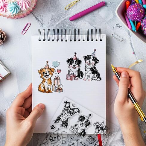 GLOBLELAND Cartoon Dogs Clear Stamp for Card Making Funny Dogs Clear Silicone Stamp Pets Silicone Clear Seal Stamp Paw Prints Transparent Stamp for DIY Scrapbooking Journal Album Decor in Saudi Arabia