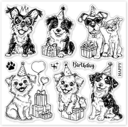 GLOBLELAND Cartoon Dogs Clear Stamp for Card Making Funny Dogs Clear Silicone Stamp Pets Silicone Clear Seal Stamp Paw Prints Transparent Stamp for DIY Scrapbooking Journal Album Decor in Saudi Arabia