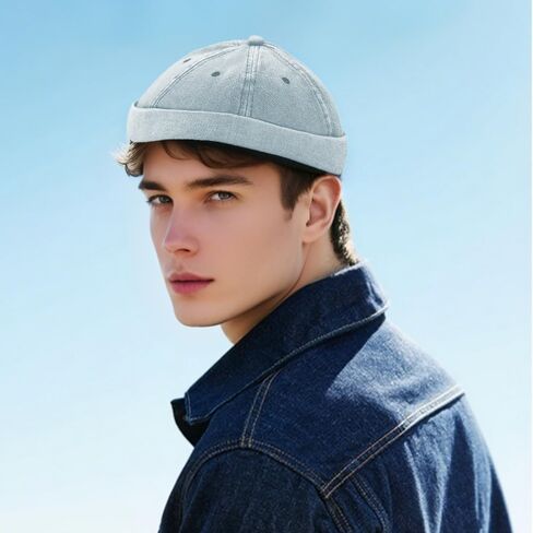 Brimless Hat for Men Women Docker Cap Vintage Sailor Beanie Cap in Kuwait