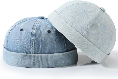 Brimless Hat for Men Women Docker Cap Vintage Sailor Beanie Cap in Kuwait