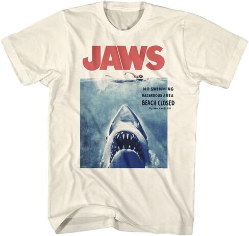 American Classics Jaws 1975 American Shark Thriller Film Spielberg Movie Adult T-Shirt Tee in Saudi Arabia