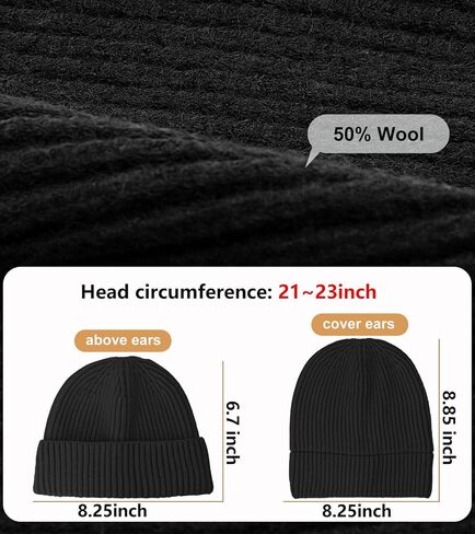 Wool Fisherman Beanies for Men Women, Short Knit Fall Winter Warm Beanie, Watch Cap, Cuffed Trawler Hats, Skull Caps in Kuwait
