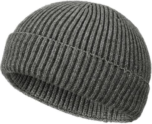 Wool Fisherman Beanies for Men Women, Short Knit Fall Winter Warm Beanie, Watch Cap, Cuffed Trawler Hats, Skull Caps in Kuwait