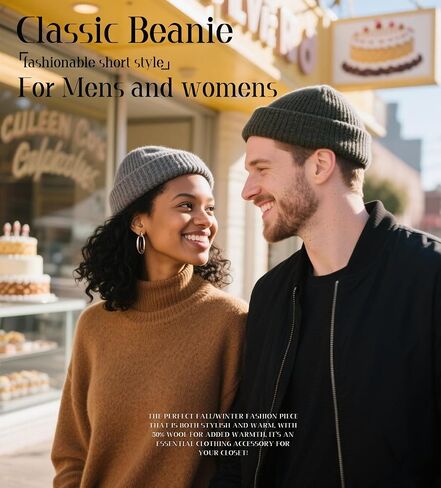 Wool Fisherman Beanies for Men Women, Short Knit Fall Winter Warm Beanie, Watch Cap, Cuffed Trawler Hats, Skull Caps in Kuwait