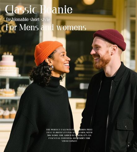 Wool Fisherman Beanies for Men Women, Short Knit Fall Winter Warm Beanie, Watch Cap, Cuffed Trawler Hats, Skull Caps in Kuwait