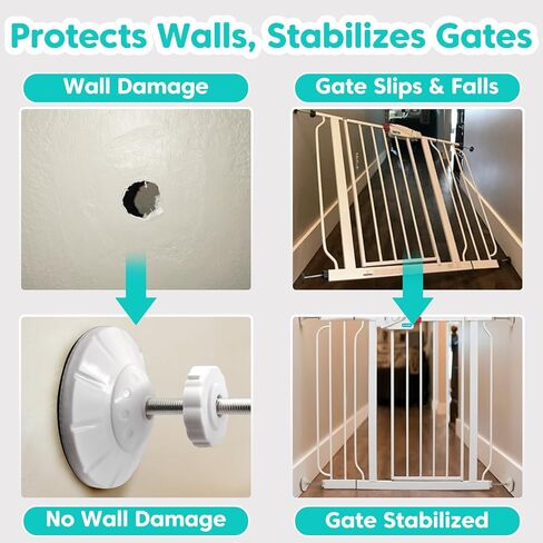 4 Pack Dog Gate Wall Protector + 4 Pack 8MM Pressure Mounted Gate Threaded Spindle Rods for Cat Gate Doorway and Indoor Safety Gate - Black in Saudi Arabia
