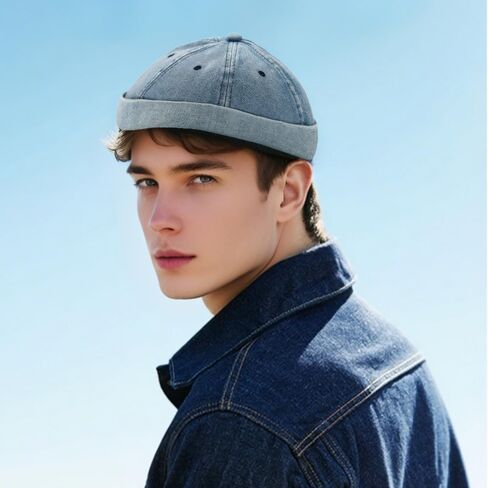 Brimless Hat for Men Women Docker Cap Vintage Sailor Beanie Cap in Kuwait