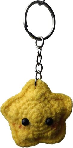 سلاسل مفاتيح الكروشيه السماوية اللطيفة ، تصميم نجم الأرض الأرضية ، Amigurumi المصنوعة يدويًا ، سحر صوف يدوي in Kuwait
