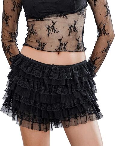 KMBANGI Women Y2k Lace Bloomers Lolita Layered Ruffle Shorts Pumpkin Cute Boy Bottoms Micro Tiered Pettipants in Saudi Arabia
