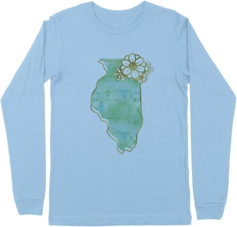 Watercolor Illinois Kids Long Sleeve T-Shirt Youth in Saudi Arabia