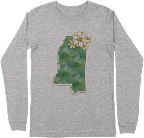 Watercolor Mississippi Kids Long Sleeve T-Shirt Youth in Saudi Arabia