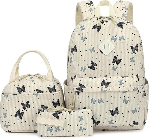Corduroy School Backpacks for Girls, kids 3in1 Bookbag Set School Bags with Lunch Box and Pencil Bag Laptop Backpack for Women (Leopard) in Saudi Arabia