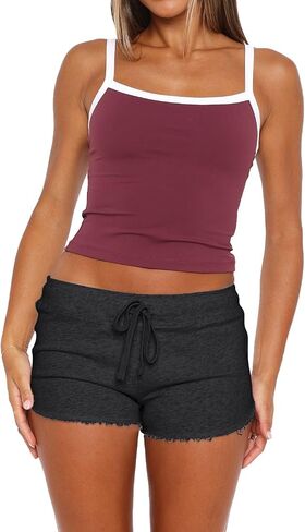Women's Cute Sweat Shorts with Pockets Cotton Drawstring Summer Workout Casual Side Slit Lounge Shorts Sexy in Saudi Arabia