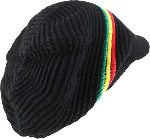 Deep Crown Slouchy 100% Cotton RGY Rasta Visored Beanie Hat in Saudi Arabia