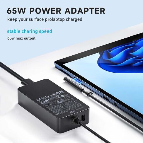 65W Surface Pro Charger Replacement Fit for Microsoft Surface Pro 3/4/5/6/7/8/9/X, AC Adapter Power Supply for Surface Laptop 5 4 3 2 1 Surface Go 1 2 3, Surface Book 3 2 1 Power Supply Cord in Kuwait
