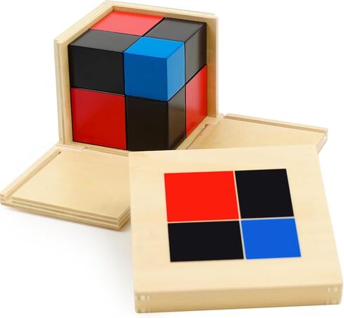 مكعب ثلاثي الحدود من هيدوغي مونتيسوري، مواد حسية، مكعب ثلاثي الحدود الحسابي، لعبة الرياضيات التعليمية مونتيسوري للأطفال الصغار مع صندوق in Kuwait