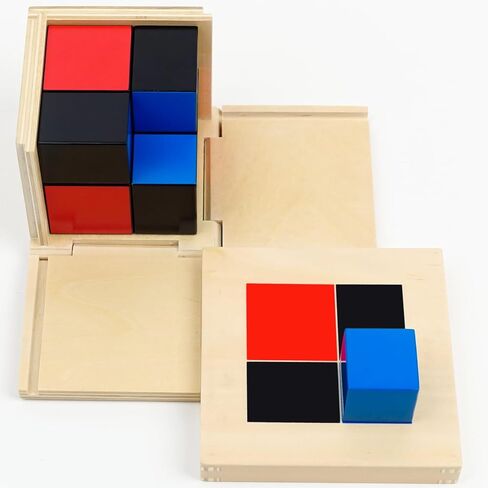 مكعب ثلاثي الحدود من هيدوغي مونتيسوري، مواد حسية، مكعب ثلاثي الحدود الحسابي، لعبة الرياضيات التعليمية مونتيسوري للأطفال الصغار مع صندوق in Kuwait