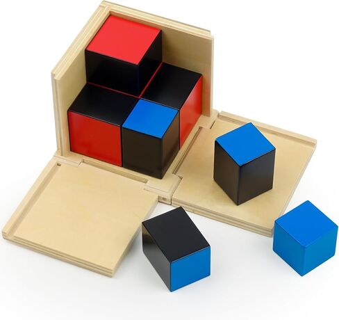 مكعب ثلاثي الحدود من هيدوغي مونتيسوري، مواد حسية، مكعب ثلاثي الحدود الحسابي، لعبة الرياضيات التعليمية مونتيسوري للأطفال الصغار مع صندوق in Kuwait