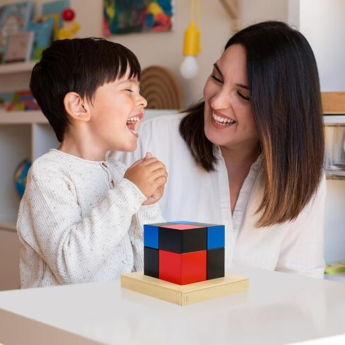 مكعب ثلاثي الحدود من هيدوغي مونتيسوري، مواد حسية، مكعب ثلاثي الحدود الحسابي، لعبة الرياضيات التعليمية مونتيسوري للأطفال الصغار مع صندوق in Kuwait