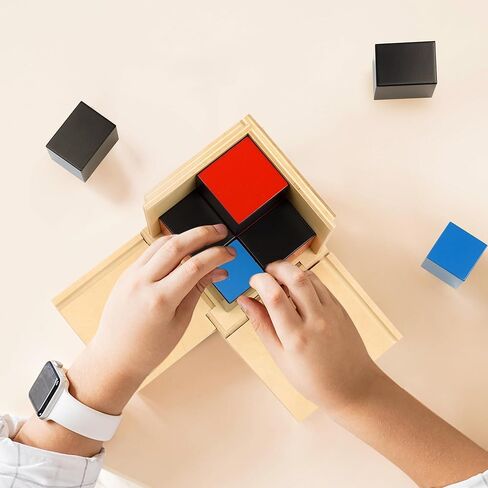 مكعب ثلاثي الحدود من هيدوغي مونتيسوري، مواد حسية، مكعب ثلاثي الحدود الحسابي، لعبة الرياضيات التعليمية مونتيسوري للأطفال الصغار مع صندوق in Kuwait