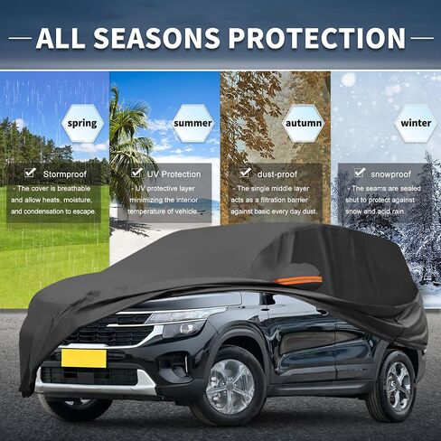 X AutoHaux Cover Cover في الهواء الطلق مقاوم للماء الحماية من أشعة الشمس الثلج الحماية مع سحاب الباب الأيسر 210D بوو ل KIA Seltos in Saudi Arabia