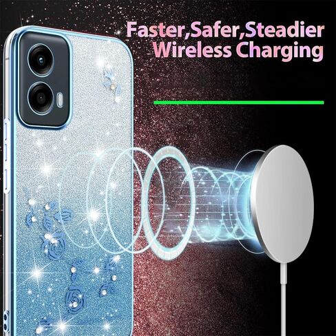 for Motorola Moto G-Stylus-5G-2024 Case Glitter with Crossbody Lanyard for Women, Bling Sparkle Flowers Floral Soft TPU Clear Cover with Wrist Strap for Moto G Stylus 5G 2024 YSS Pink in Kuwait