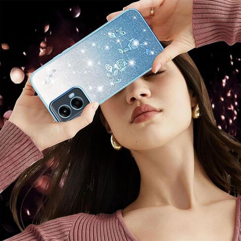 for Motorola Moto G-Stylus-5G-2024 Case Glitter with Crossbody Lanyard for Women, Bling Sparkle Flowers Floral Soft TPU Clear Cover with Wrist Strap for Moto G Stylus 5G 2024 YSS Pink in Kuwait