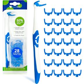 Extra Clean Dental Floss Kit|Professional Oral Care Flosser|Ergonomic Handle|BPA Free|Mint|One Flosser & Flosser Refill Head 29 ea