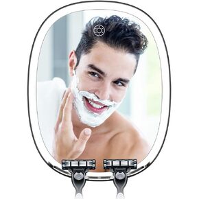Shower Mirror Fogless for Shaving and Makeup, Anti-Fog Shatterproof Bathroom Shower Mirror with Light (3 Color Setting), Long-Lasting Removable Adhesive Hook, 360° Swivel for Men and Women
