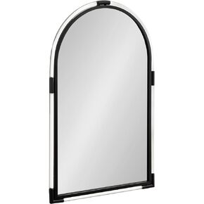 Kate and Laurel Arceo Modern Acrylic Arch Mirror, 22 x 34, Black, Arched Mirror Decor with Metal Detailing for Use as Bathroom Vanity Mirror above Sink