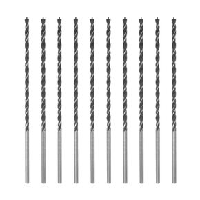 10pcs Brad Point Drill Bits 5mm/0.2" Dia Straight Round Shank Drill Metric Brad Point 5" Drilling Depth Spiral Twist Drill Bits for Carpenter Woodworking Plastic Rubber, Black