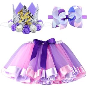BGFKS Newborn Baby Girls 1/2st Birthday Photography Outfit Sets,Half Birthday Layered Rainbow Tutu Skirt with Crown