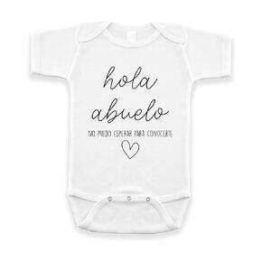Hola Abuelo Spanish Pregnancy Announcement Infant Bodysuit for Grandpa - Abuelito Gift for New Baby Reveal (White)