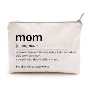 Mom Definition Makeup Case Bag Mom Gifts Mothers Day Gifts Funny Mom Gifts Linen Cosmetic Case Travel Bags Organizer Case Toiletry Bags for Women