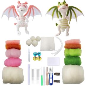 Needle Felting Kits Beginners, DIY Wool Felt Dragon Materials Set for Adults Kids, Needle Felting Craft Project Gift for Women Men