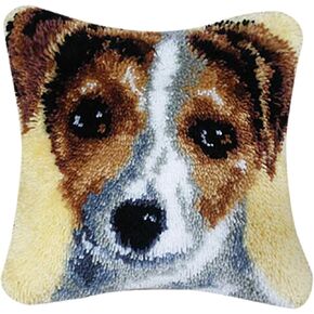dora nandy Latch Hook Kits DIY Throw Pillow Cover with Printed Bear Canvas Needlework Craft for Kids and Adults Home Decoration 16.9" X 16.9"